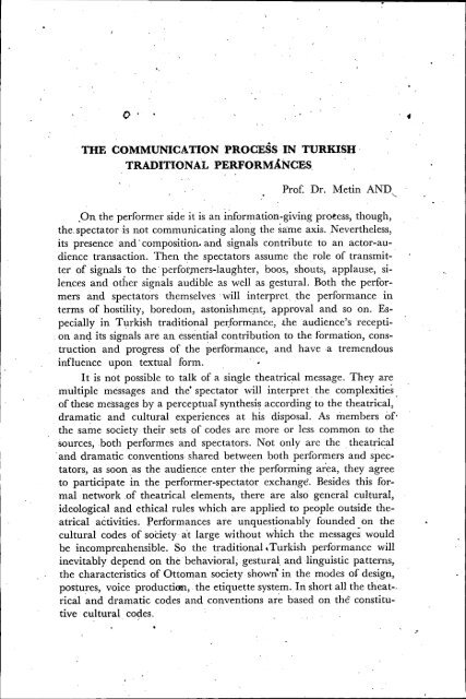 the communicationprocess in turkish traditional performances.
