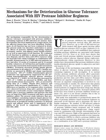 Mechanisms for the Deterioration in Glucose Tolerance ... - Diabetes