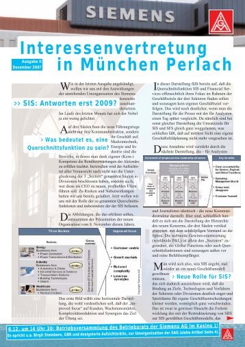 Interessenvertretung in München Perlach - Siemens Dialog - IG Metall