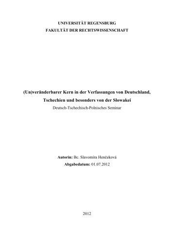 (Un)veränderbarer Kern in der Verfassungen von ... - Diplomovka