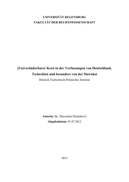 (Un)veränderbarer Kern in der Verfassungen von ... - Diplomovka