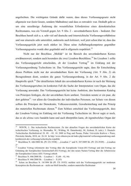 (Un)veränderbarer Kern in der Verfassungen von ... - Diplomovka