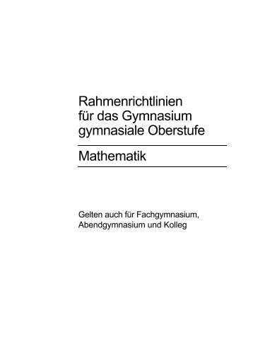 Rahmenrichtlinien für das Gymnasium gymnasiale Oberstufe ...