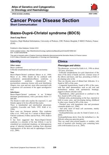 Bazex-Dupré-Christol syndrome - Inist