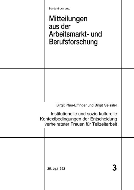 Institutionelle und sozio-kulturelle Kontextbedingungen der ... - IAB