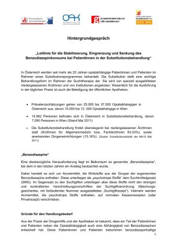Presseunterlage Leitlinie - Sucht- und Drogenkoordination Wien