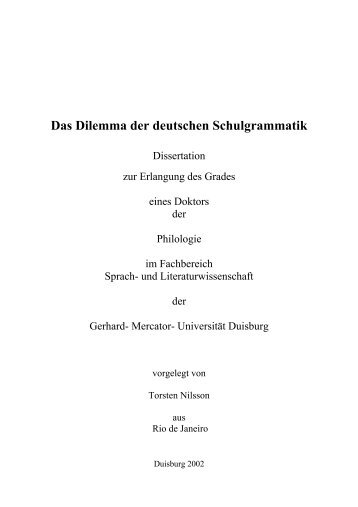 Das Dilemma der deutschen Schulgrammatik - bei DuEPublico