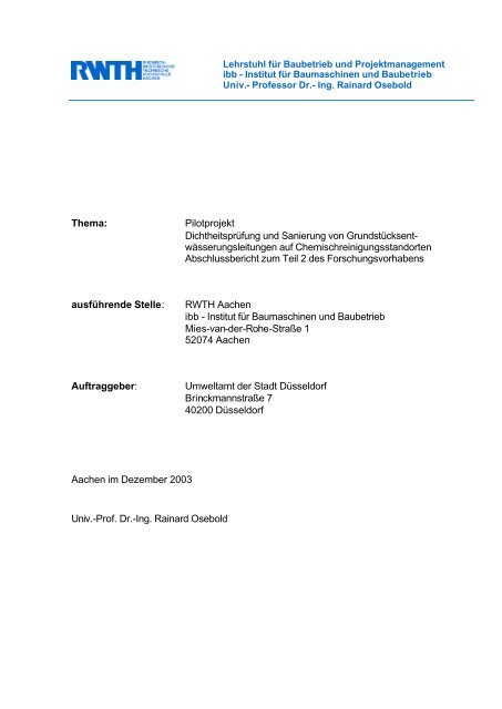 Abschlussbericht Pilotprojekt Teil II (PDF-Datei 1 ... - Stadt Düsseldorf