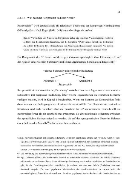 Untersuchung von reziproken Strukturen valenter Substantive in der