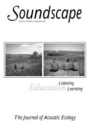 The Journal of Acoustic Ecology - World Forum for Acoustic Ecology