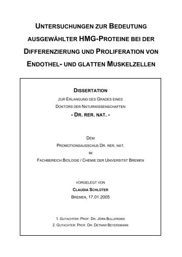 untersuchungen zur bedeutung ausgewählter hmg-proteine bei der ...