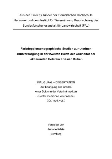 Dissertation Juni 2007 Juliane Körte - TiHo Bibliothek elib ...