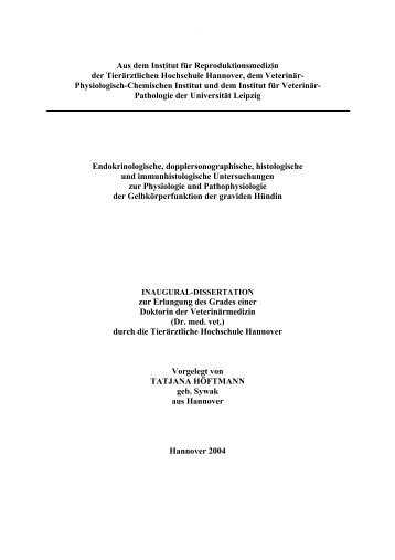 hoeftmannt_ws04.pdf - TiHo Bibliothek elib - Tierärztliche ...