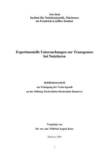 Experimentelle Untersuchungen zur Transgenese bei Nutztieren