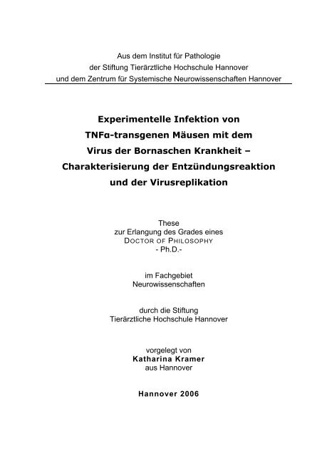 Institut für Pathologie der Stiftung Tierärztliche - TiHo Bibliothek elib ...