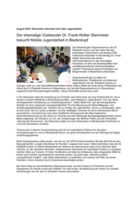 August 2010: ehemailiger Vizekanzler informiert sich - St. Elisabeth ...