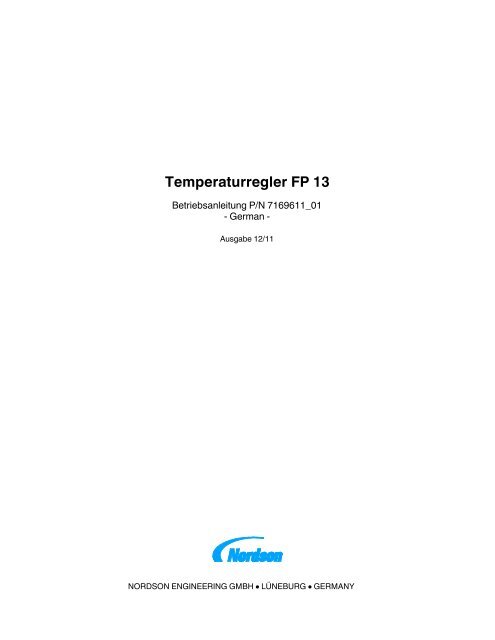 Temperaturregler FP13 - Welcome to Nordson eManuals! - Nordson ...
