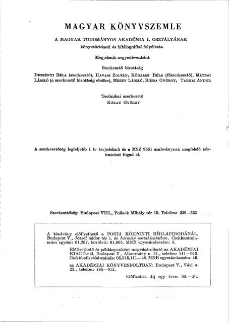 A Szabad Szó című hetilap könyves-akciói 1939-1943 - EPA