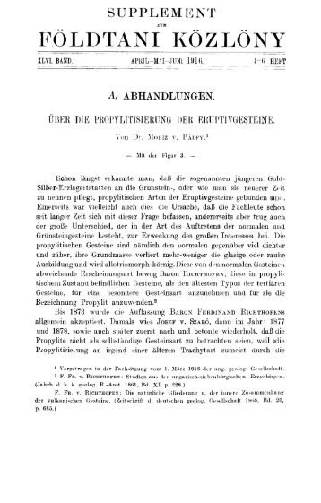 Földtani Közlöny 46. köt. 4-6. füz. (1916.) - EPA