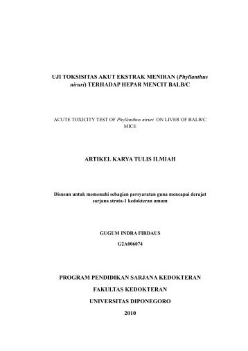 UJI TOKSISITAS AKUT EKSTRAK MENIRAN (Phyllanthus niruri ...