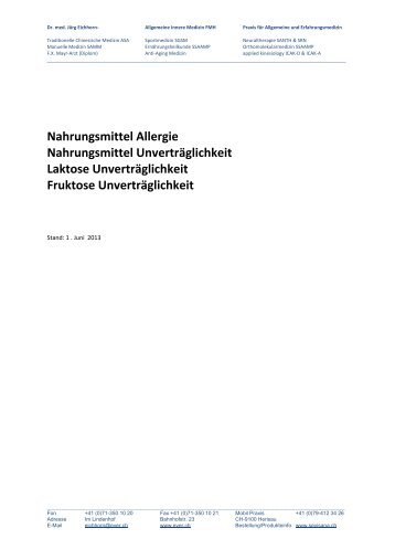 Nahrungsmittel Allergie Nahrungsmittel Unverträglichkeit ... - Ever.ch