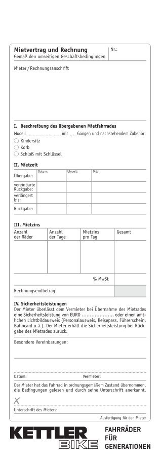 Mietvertrag und Rechnung