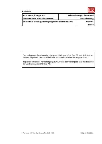 Richtlinie Maschinen-, Energie und Elektrotechnik ... - DB Netz AG