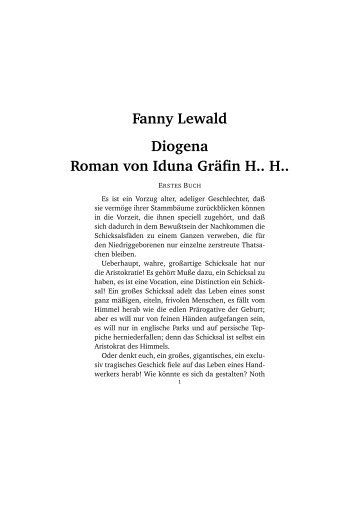Fanny Lewald Diogena Roman von Iduna Gräfin H.. H..