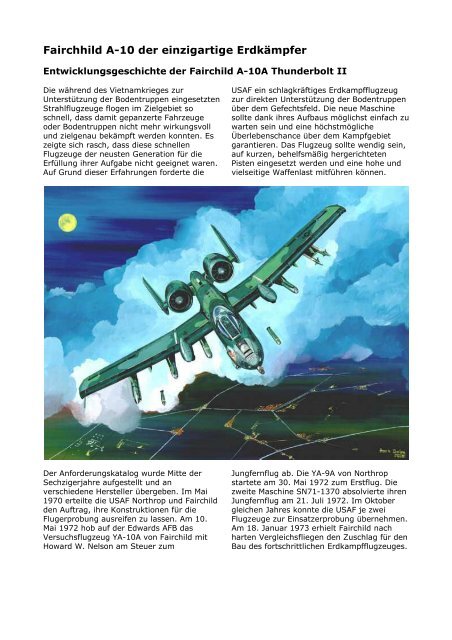 Reportage über die Fairchild A-10 als PDF Datei - FliegerWeb.com