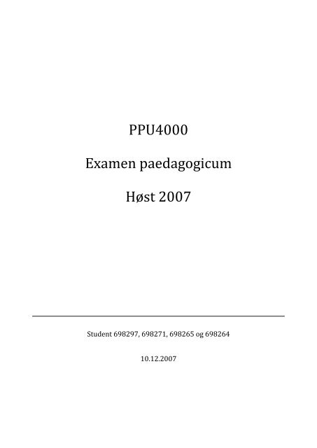 PPU4000 eksamensoppgave til - NTNU