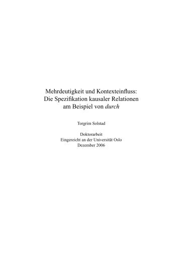 Mehrdeutigkeit und Kontexteinfluss: Die Spezifikation kausaler ...