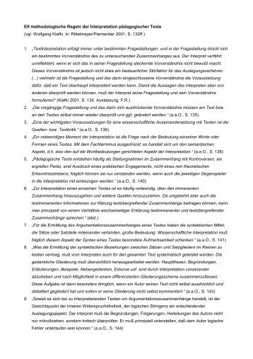 Elf methodologische Regeln der Interpretation pädagogischer Texte