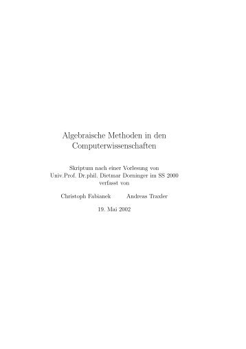 Algebraische Methoden in den Computerwissenschaften