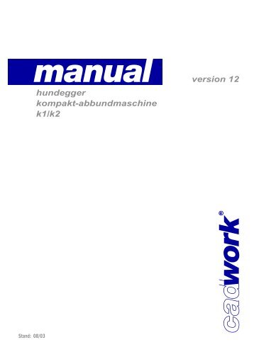 Manual Hundegger K1/K2 v.11 DE - cadwork