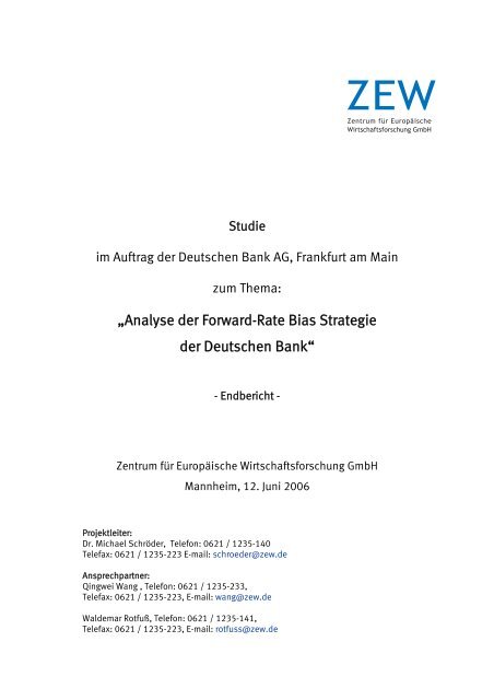 „Analyse der Forward-Rate Bias Strategie der Deutschen Bank“