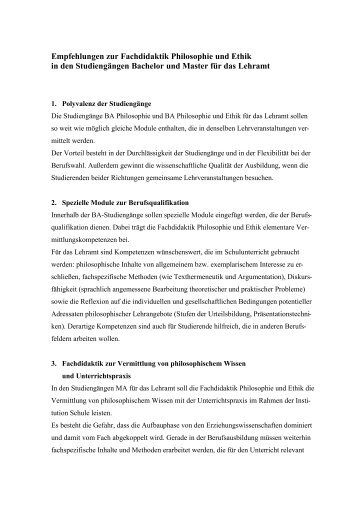 Empfehlungen zur Fachdidaktik - Fachverband Philosophie e.V.