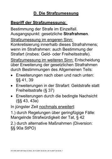 D. Die Strafzumessung