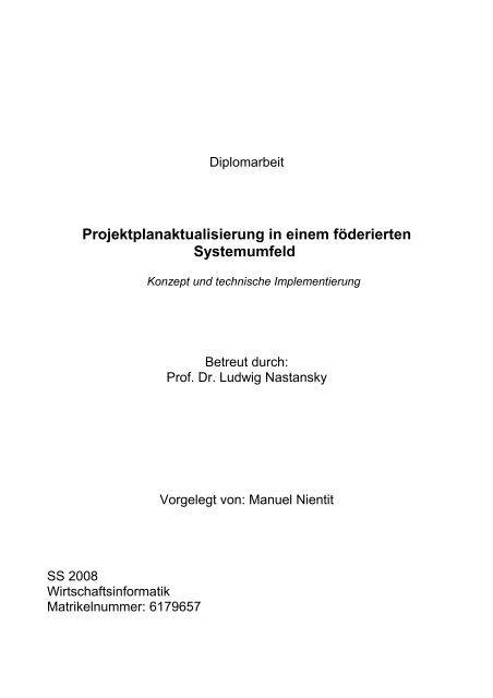 Projektplanaktualisierung In Einem Foderierten Systemumfeld