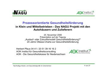 Gesundheitsförderung in Klein- und Mittelbetrieben: NAGU-Projekt ...