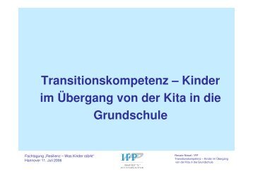 Transitionskompetenz – Kinder im Übergang von der Kita in die ...