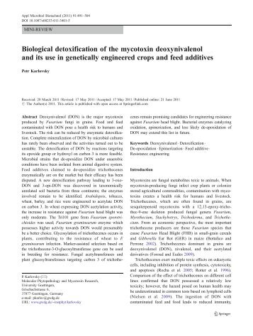 Biological detoxification of the mycotoxin deoxynivalenol and its use ...