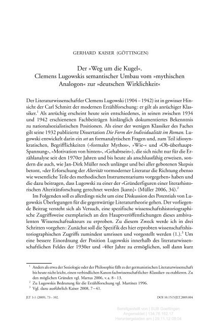 mythischen Analogon« zur »deutschen Wirklichkeit«