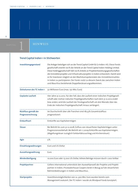 Emissionsprospekt Trend Capital Indien I KG - GoMoPa