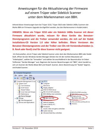 Anweisungen für die Aktualisierung der Firmware auf einem ... - Kodak