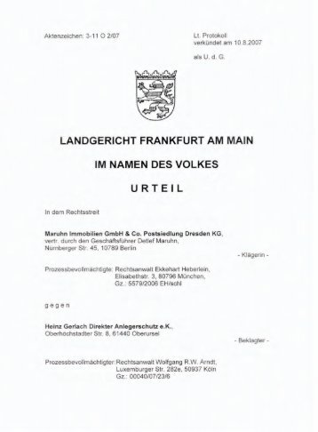 LG Frankfurt am 10.8.07 gegen Gerlachs Transparent - GoMoPa