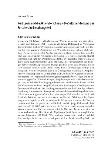 Kurt Lewin und die Aktionsforschung – Die ... - Gestalt Theory