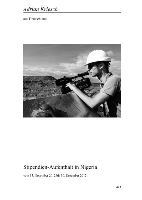 Stipendien-Aufenthalt in Nigeria Adrian Kriesch - Heinz-Kühn-Stiftung