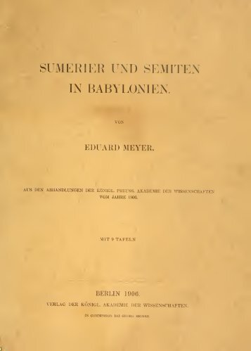 Sumerier und Semiten in Babylonien