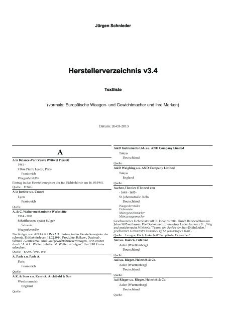 Herstellerverzeichnis v3.4 A