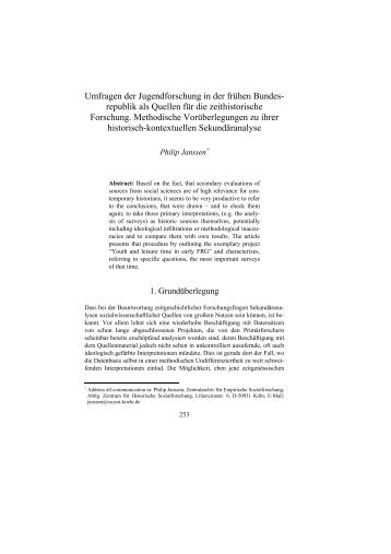 Umfragen der Jugendforschung in der frühen Bundes ... - HSR-Trans